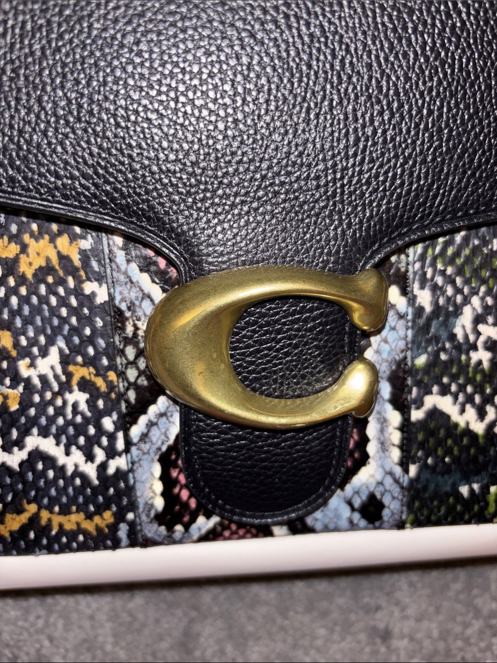 Coach Black and Cream Top-Handle Women's Satchel with Snakeskin Accent - Picture 9 of 14